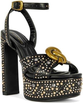 Azalea Wang Yuma Ankle Strap Platform Sandal in Black at Nordstrom, Size 6.5