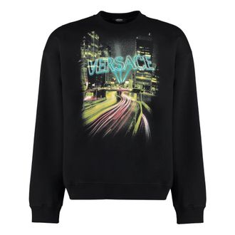 Versace Heren, Sweatshirts & Hoodies, Zwart, Maat: M Katoen