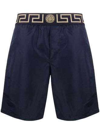 Versace Costume da bagno con bordo Greca - Blu