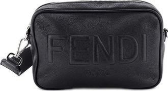 Fendi Logo Camera Bag Embossed Leather crossbody bag - Black