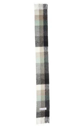 Acne Studios Vally Plaid Alpaca, Wool & Mohair Blend Scarf in Green/Grey/Blackdnu at Nordstrom