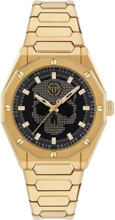 Philipp Plein Accessoires, Heren, Geel, ONE Size, Leer, Luxe Quartz Horloge