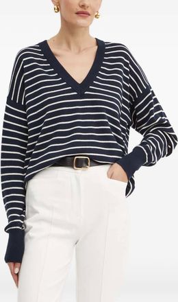 BOSS striped V-neck sweater - Blue