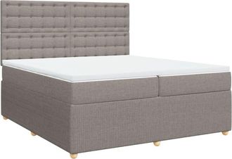 vidaXL Vidaxl - Cama Box Spring Con Colch&oacute;n Tela Gris Taupe 200x200 Cm