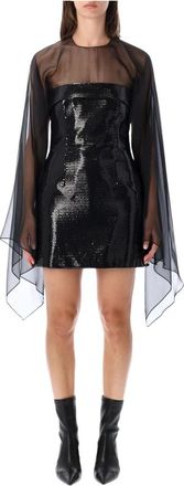 Alberta Ferretti Kleedjes, Dames, Zwart, S, Leer, Abito Paillettes Du Jersey Mini