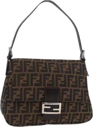 Fendi Pre-owned Shoulder Bags, female, Brown, Size: ONE SIZE Pre-owned Vintage Zucca Shoulder Bag
