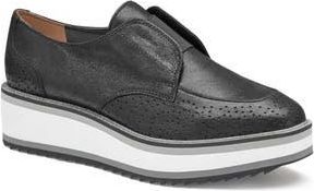 Johnston & Murphy Gracelyn Platform Wedge Derby in Black Metallic Kid Suede at Nordstrom Rack, Size 9