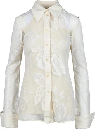 Sportmax overhemd - Dames - Overhemden - Beige - XS - Katoen - Overhemden