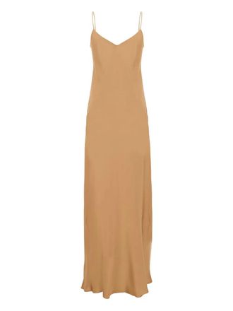Antonelli Satin Evening Dress With Deep Neckline from