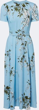 Monique Lhuillier Floral belted midi dress