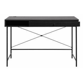DRAWER Mesa con 1 caj&oacute;n y 1 nicho de madera y metal L120cm - Negro