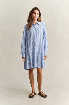 GANT Women Striped Seersucker Shirt Dress (44) HYDRANGEA BLUE