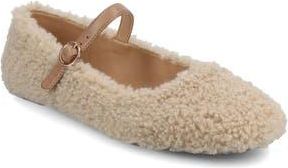Journee Collection Carrie Mary Jane Flat in Sherpa at Nordstrom Rack, Size 9.5
