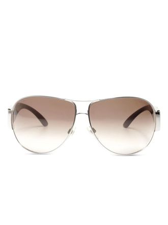 Chanel 2000s Coco Mark pilot logo sunglasses - Brown
