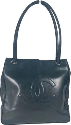Chanel Pre-owned Boston Shoulder Tote - Dames - Vintage Schoudertas - Blauw - ONE Size - Leer - Vintage
