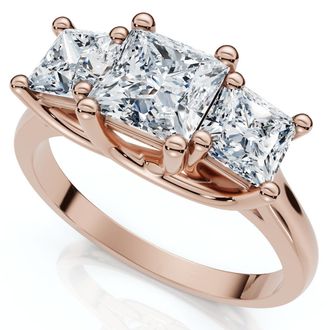 Pompeii3 1 1/2Ct Princess Cut Diamond May Engagement 3-Stone Ring 14k Gold Lab Grown