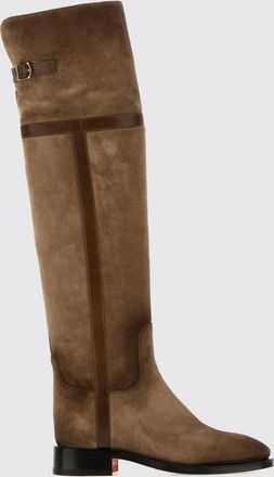Santoni Suede Over-the-Knee Boots with Low Heel