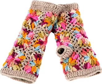 Nirvanna Designs Multi Color Flower Crochet Handwarmers in Grey Multi at Nordstrom