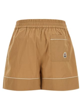 Moncler Nylon with Contrasting Piping Bermuda Shorts - Beige