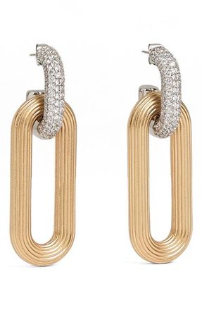 Reiss Callie Contour Pav&eacute; Drop Earrings in Gold /Silver Tone/Crystal at Nordstrom