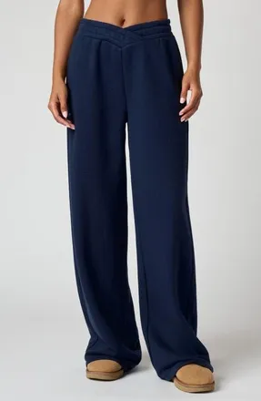 Florence By Mills Cozy Crush V Wide Leg Sweatpants in Navy at Nordstrom, Size Xx-Small