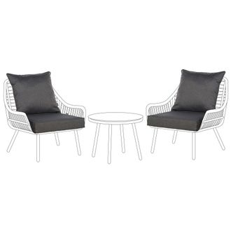 Beliani Conjunto De Fundas De Coj&iacute;n Para Exterior Cojines De Asiento Y Respaldo Gris Oscuro Laureto