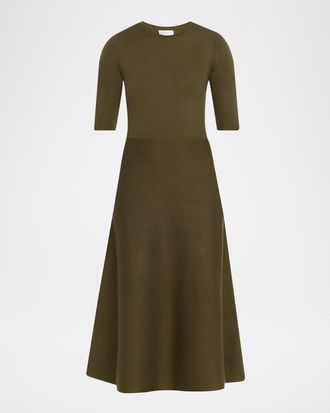Gabriela Hearst Seymore Wool-Cashmere Short-Sleeve Midi Dress