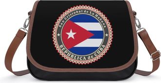 Generic Logo of Cuba Flag Womens Leather Crossbody Bags with Adjustable Strap Casual Printed Shoulder Handbag