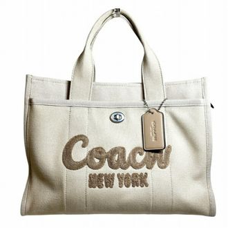 Coach Beige Canvas Shoulder Bag Tote Bag (Pre-Owned)