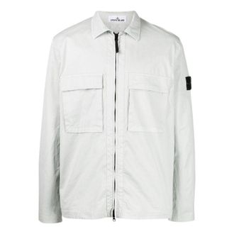 Stone Island Compass Zipped Shirt White 771511710-V0061