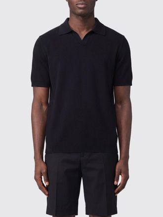 Herno Polo a maniche corte in cotone con colletto classico e scollo a V