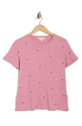 Lucky Brand Embroidered Cotton T-Shirt in Rose Print Mix at Nordstrom Rack, Size X-Small