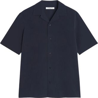 Maison Kitsun&eacute; T-shirt met korte mouwen - Heren - Korte mouwen Overhemden - Blauw - L - Katoen - Overhemden