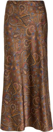 Veronica Beard Clover Paisley-print Silk-blend Midi Skirt - Brown - 12 (UK16 / XL)