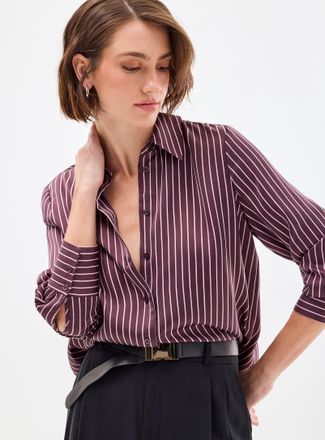 Contemporaine Womens Satiny banker-stripe shirt