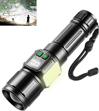 No Brand Linterna Led Recargable Superbrillante Con 2000 L&uacute;menes, Luz De Trabajo Magn&eacute;tica Luz Lateral Cob Luz Roja, Resistente Agua Ipx7, Carga R&aacute;pida
