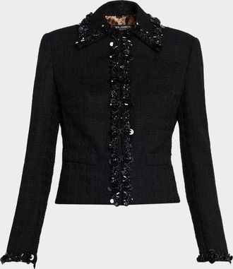 Dolce & Gabbana Short Sequined Stretch Mat Jacket