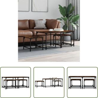 vidaXL Tavoli da salotto - Tavolini Impilabili 3 pz Rovere Fumo in Legno Multistrato
