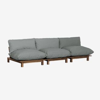 Sklum Sklum - Sof&aacute; Modular Reclinable De Jard&iacute;n De 3 Piezas En Madera De Acacia Brina