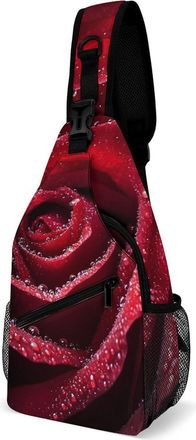 Generic Red Rose Mens Crossbody Chest Sling Bag for Travel Hiking Lightweight Shoulder Bags with Small Side