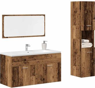vidaXL Set Mobili Da Bagno 3 Pz Legno Antico In Legno Multistrato - Vidaxl