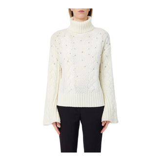 Liu Jo Maglia chiusa m/l godet e ric. - Dames - Truien - Wit - Maat: XS