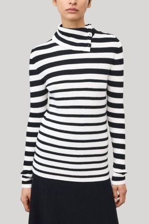 Lisa Yang The Sabrine Sweater In Salt/noir