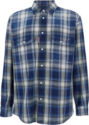 Dsquared2 Blauw Klassiek Katoenen Overhemd - Heren - Casual Overhemden - Blauw - L - Katoen - Overhemden