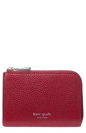 Kate Spade New York mini pebble leather zip card case in Red Jam at Nordstrom