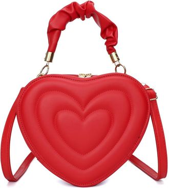 Generic Women Heart Shape Clutch Purse Large Capacity Shoulder Bag Stylish PU Casual Crossbody Handbags Cute with Strap for Shopping Work Daily Use Tote Purse