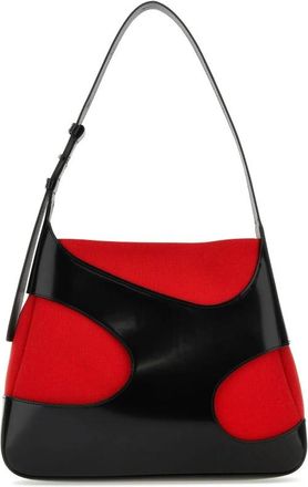 Ferragamo Two-tone Leather And Canvas Cut Out L Shoulder Bag