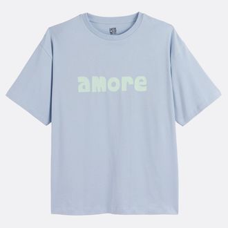 La Redoute Collections T-shirt met tekst, ronde hals en korte mouwen