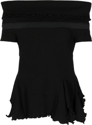 GOEN.J off-shoulder cotton-blend top - women - Cotton/Polyester - L - Black