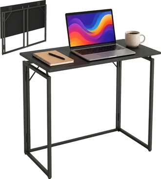 Relaxdays Escritorio Relaxdays, (al X An X P): 74 X 80 X 40 Cm, Plegable, Ahorra Espacio, Mesa De Trabajo Para Home Office, Negro
